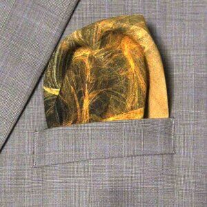 Gascoigne Hand Stitched Pocket Square Gold Brown European Linen Men's